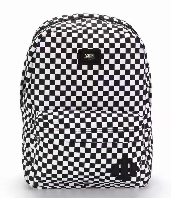 Vans Genuine Black and White Checkerboard Backpack, Classic, Practical, Stain-Resistant, Versatile, Trendy, Capacity 22L
