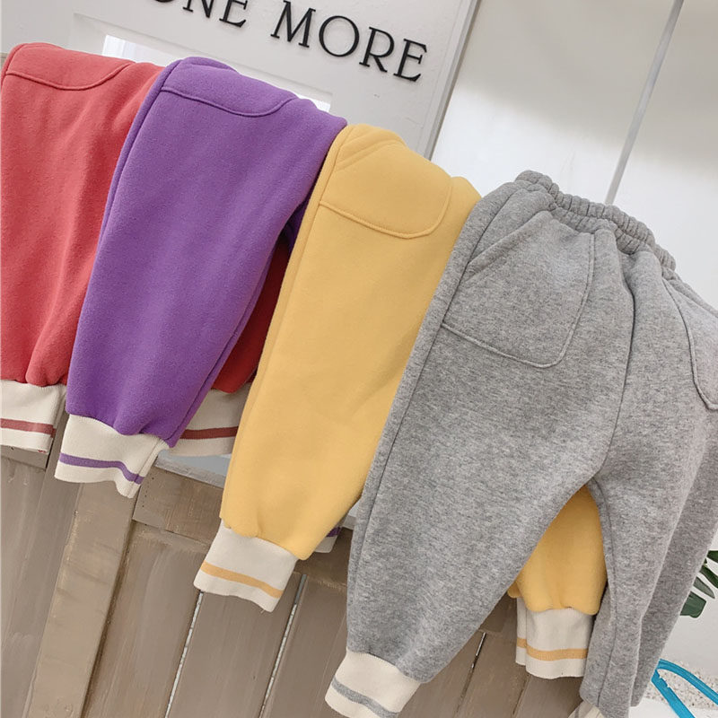 Girls kindergarten god pants leg corset sweatpants autumn and winter new baby foreign pie plus fleece outside wear children's long pants sweatpants