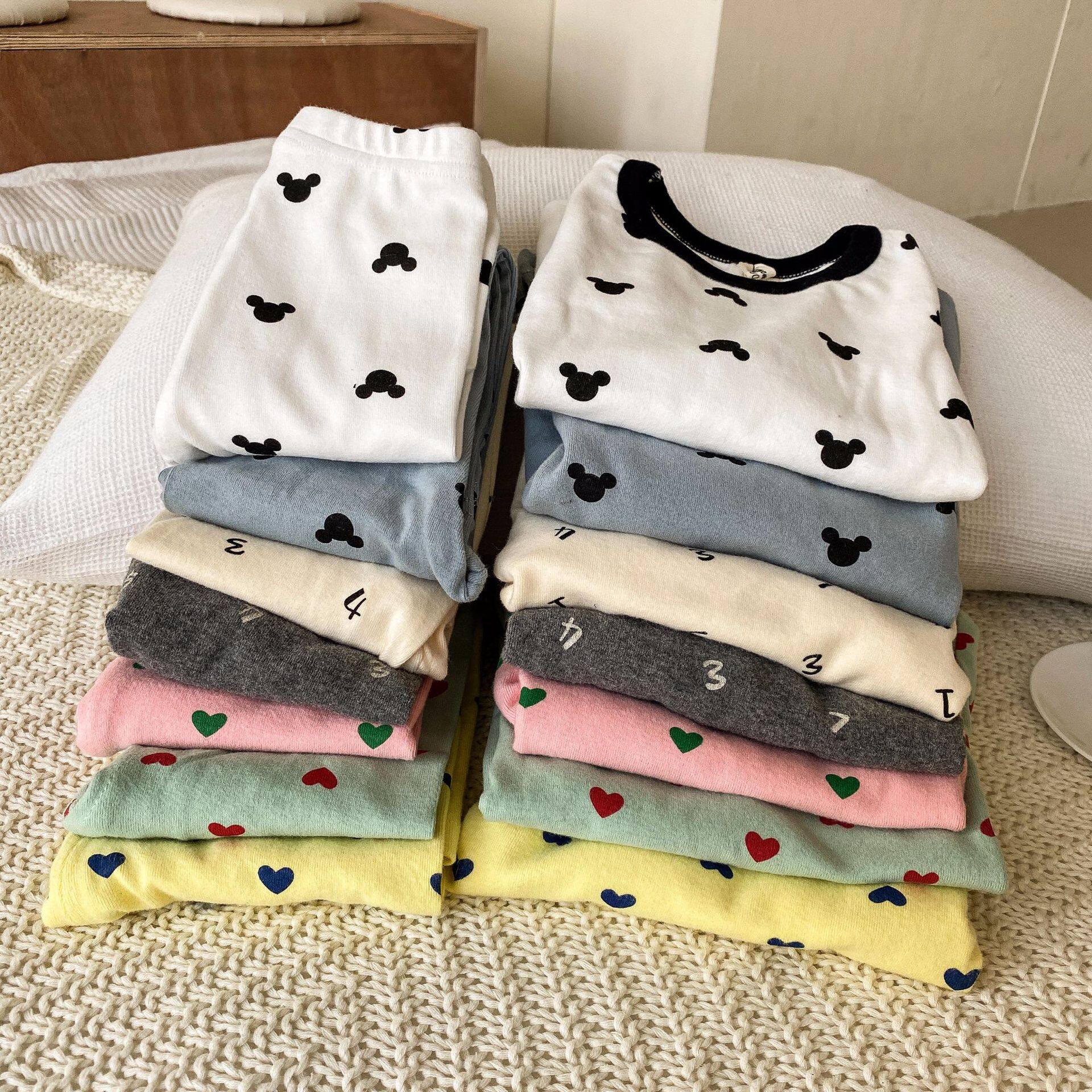 Children's home clothes autumn and winter baby pure cotton grinders Cartoon Pyjamas for men and women Boy Fever Clothes Pants Autumn Clothes Sanitary Pants