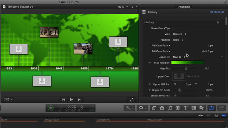 Final Cut Pro X 插件 Timelines 不同日期年份图像切换转场 FCPX