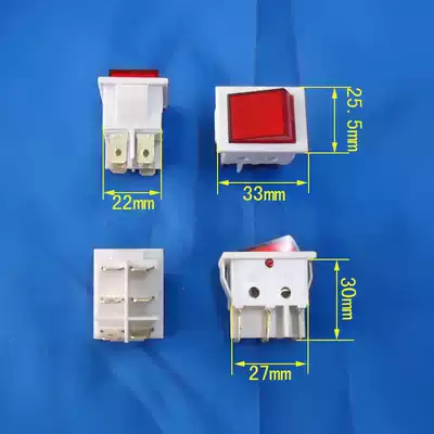 Dafang red bipolar switch with light 220V 10A 6 feet installation size length 27mm width 22mm height 30mm