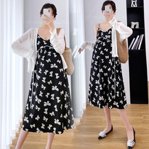 Spring Summer Dress New Gestational Woman Dress Two Sets Dress Dress Foreign Air Hanging Band Skirt Boomer Dresses Dress Knitwear Jacket Knit Jacket