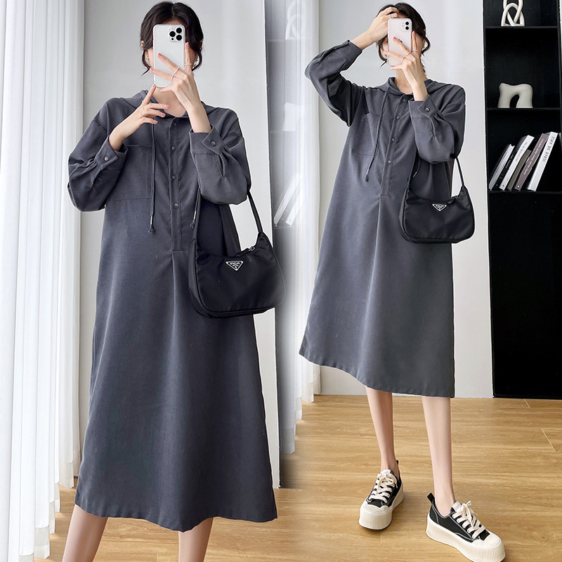 Pregnancy Woman Dress 2022 Spring Loaded new Korean version of the long version of the foreign dress Large size Sizes Loose fashion Fashion Clothing dress