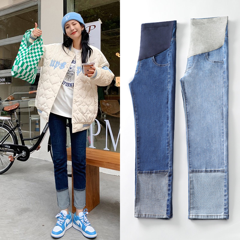 Spring Dress New Pregnancy Woman Dress Casual Straight Drum Pants Chaumen Pants Pregnancy Jeans Fashion Outside Wearing Inner Hitch Pants
