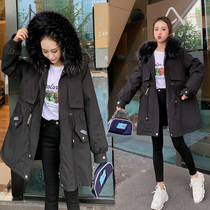 Winter dress new Korean version Large code gestation Maternity dress Cotton Clothing Foreign Gas Garnter Cotton Clothing Big Fur Collar Coats Women