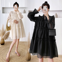 2022 Spring loaded with new gestation with long sleeves Sleeves Dress Foreign Air Fluffy Skirt Foreign Air Short Skirt Tide