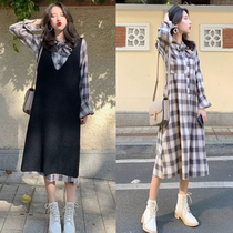 Pregnancy Woman Dress Spring Dress New Korean Version of the Long Dress Code Slim Fit Slim Fit Slim 200 Catty Dress Two Suits