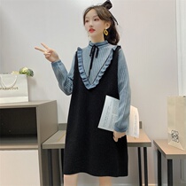Maternity wear autumn and winter womens thickened Korean style loose mid-length sweater bottoming shirt outer wear trendy mom winter dress