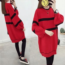 Autumn Clothing New big code Pregnancy Dress Loot Fur Coat Foreign Air Display Slim Underpins Sweatshirt Jacket Fat MM Hooded Blouse