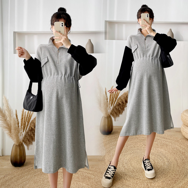 2022 Spring loaded with new large size gestation with slim middle and long version of the ocean dress Coloured and coldfolded dress Chauma