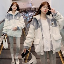 Maternity wear autumn new Korean style sweatshirt jacket casual fashion winter thickened warm lamb wool top cardigan