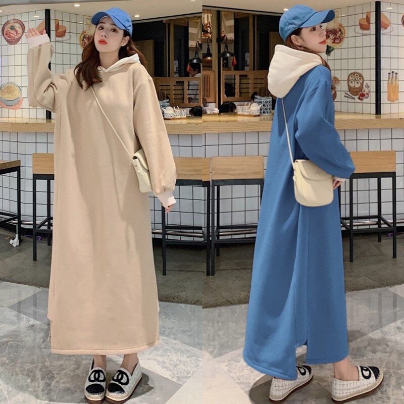 Maternity wear autumn new Korean version long version plus velvet thick cotton T winter fashion casual loose over-the-knee jacket