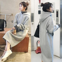 Autumn Clothing New Big Code Gestation Maternity Dress Loot in Clothing Foreign Air Pure Cotton One-piece Dress Fake two Lions jacket