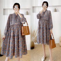 Pregnancy Woman Dress Spring Dress New Korean Version of the Long Dress Superior Sense Long Sleeve Big Code Loose and Slim Crush dresses