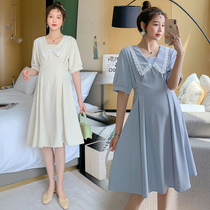 Advanced Pregnancy Woman Dress Spring Dress New Korean Version of the Long Dress With Dress Code Loose Summer Doll Collar Skirt Tide