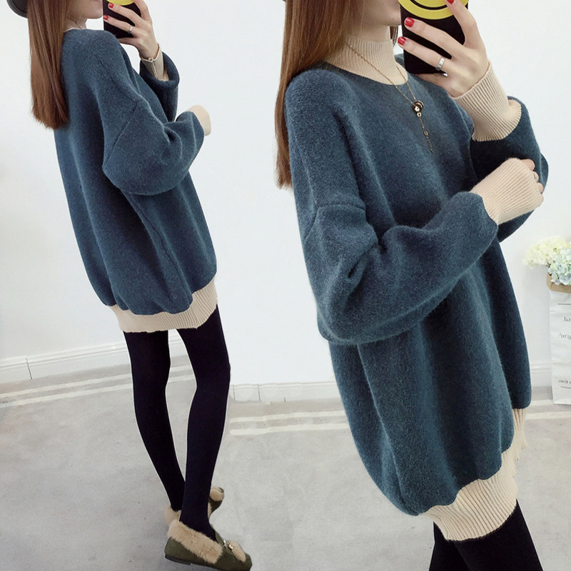Autumn winter clothing the new large size gestation maternity dress with long version of sweater Knitted Foreign Pie Suit Winter Clothes
