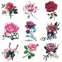 Épinoche du tatouage imperméante aux fleurs Rose Flowers Butterfly Collarbone Scar Sticker