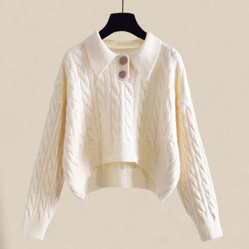 Polo Collar Wool Knit Top for Women 2026 Autumn and Winter New Loose Fit Slimming Inner Layer Cashmere Sweater Trendy Polo Collar Wool Knit Top for Women 2026 Autumn and Winter New Loose Fit Slimming Inner Layer Cashmere Sweater Trendy