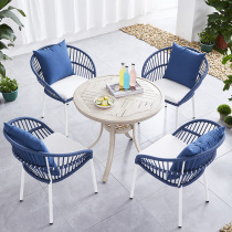 Nordic outdoor combination table and chair Open-air rope outdoor dining table Light luxury ins wind table and chair Garden balcony leisure chair