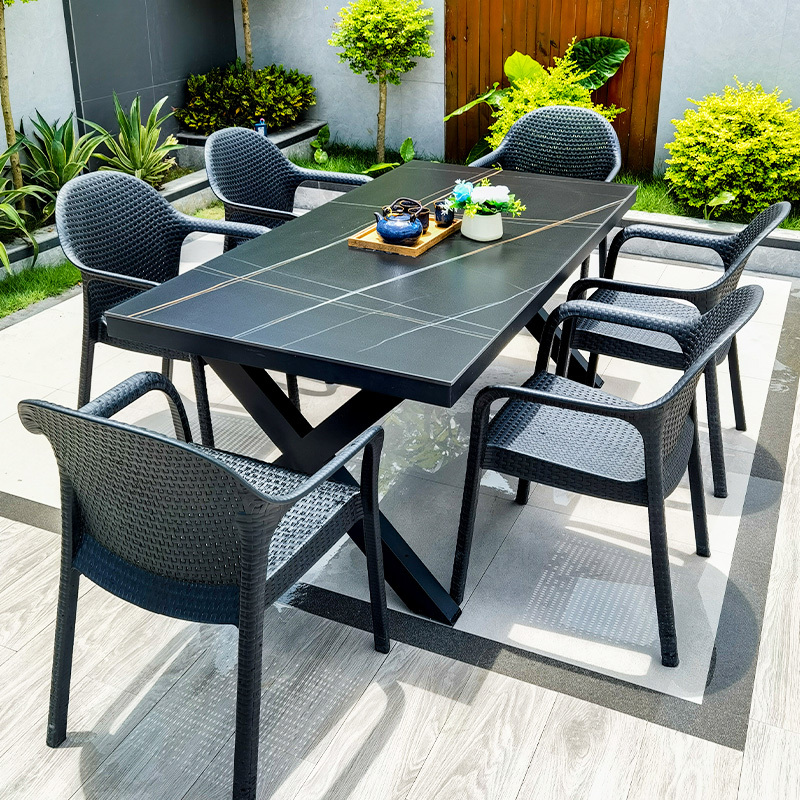 Outdoor Tables and Chairs for Courtyard Gardens, Leisure Villas, Outdoor Slate Terrace Dining Tables, and Outdoor Tables and Chairs for Milk Tea and Coffee Shops