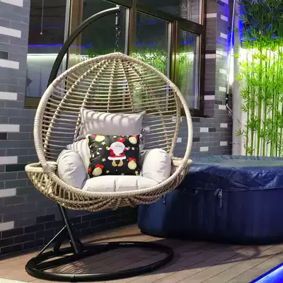 Outdoor hanging basket rattan chair Outdoor balcony leisure swing rocking chair Hanging chair Courtyard garden swing Indoor single cradle