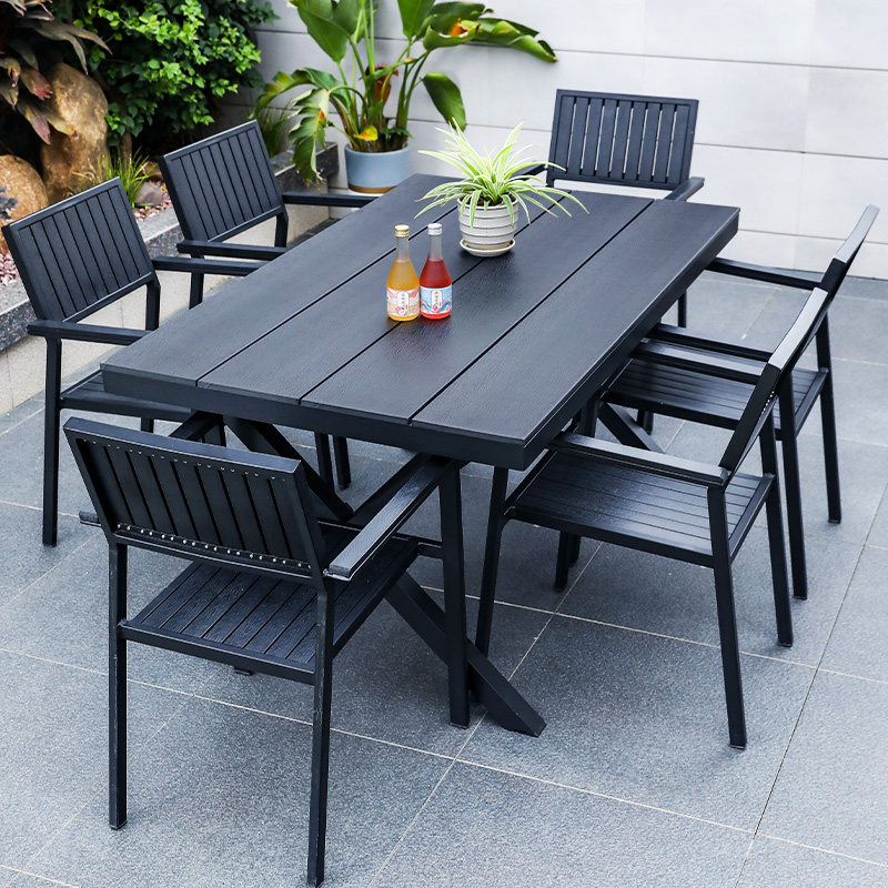 Outdoor table and chairs courtyard commercial dining table and chairs outdoor open air balcony garden table and chairs combined villa plastic wood table and chairs-Taobao