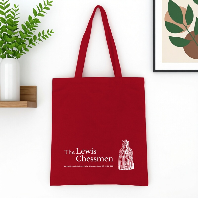 Lewis Chess Pieces British Museum Collection Uk Zipper Canvas Bag Handbag for Work Commute Lazy Red