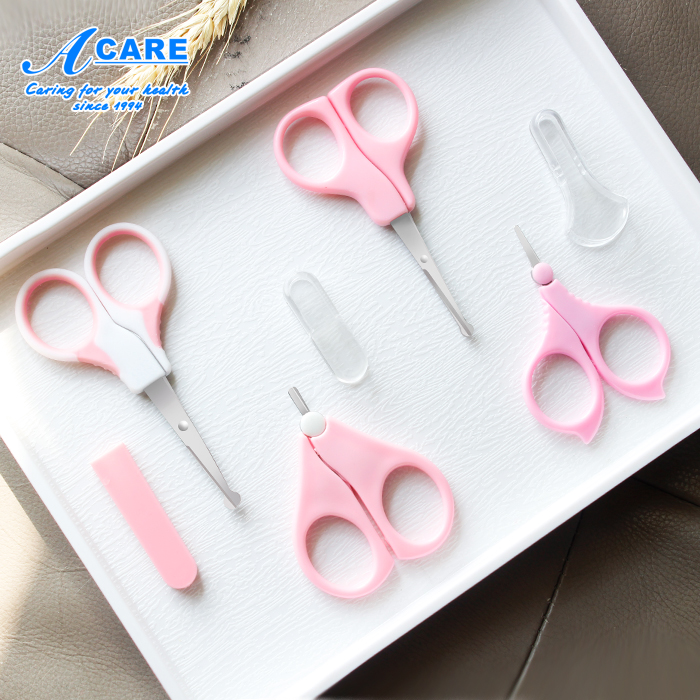 Safety round nose hair scissors baby nail clipper set nail scissors cute baby scissors household tools portable