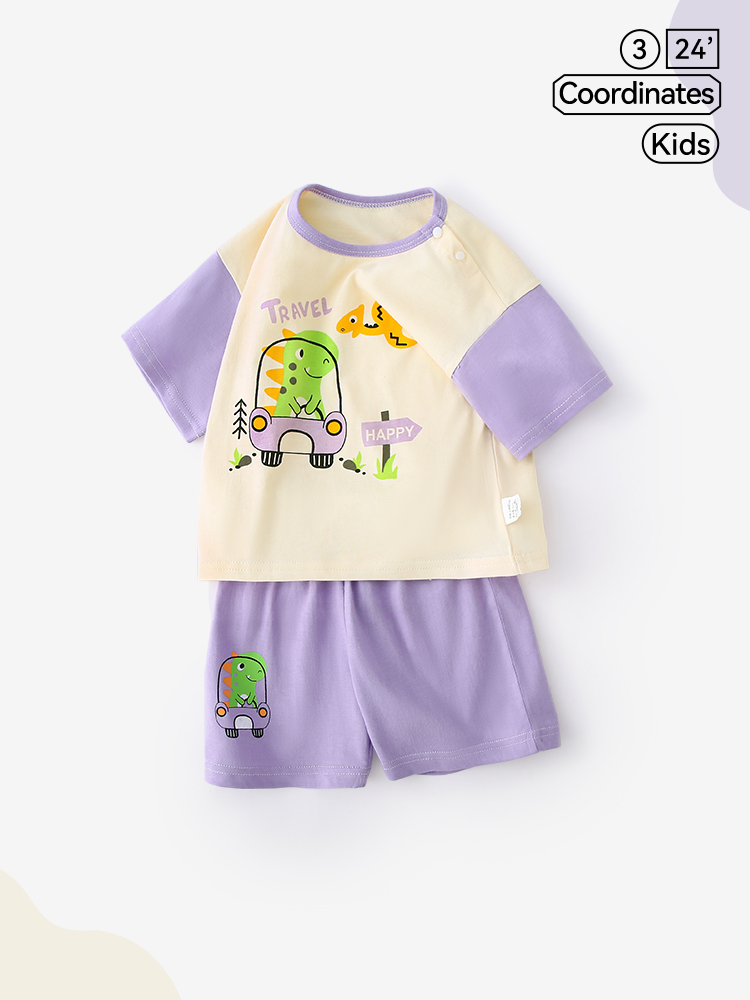 <!--婴儿衣服短袖套装夏季薄款男童宝宝夏装女童洋气睡衣儿童夏天衣服-->