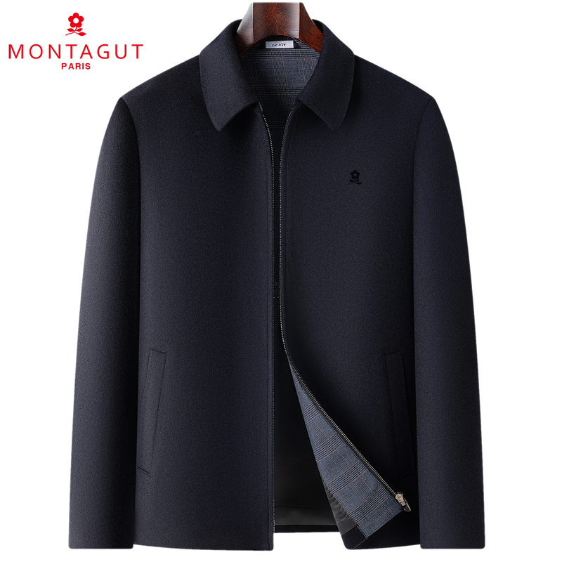 Montagut Cashmere Jacket for Middle-Aged Men, Lapel Collar, Autumn and Winter Business Casual Woolen Coat, Dad's Jacket, Loose Fit Outerwear