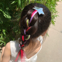 Korean children's hair-witched girl fluorescent wig braid hair clamp ponytail hair jewelry princess bow hair card