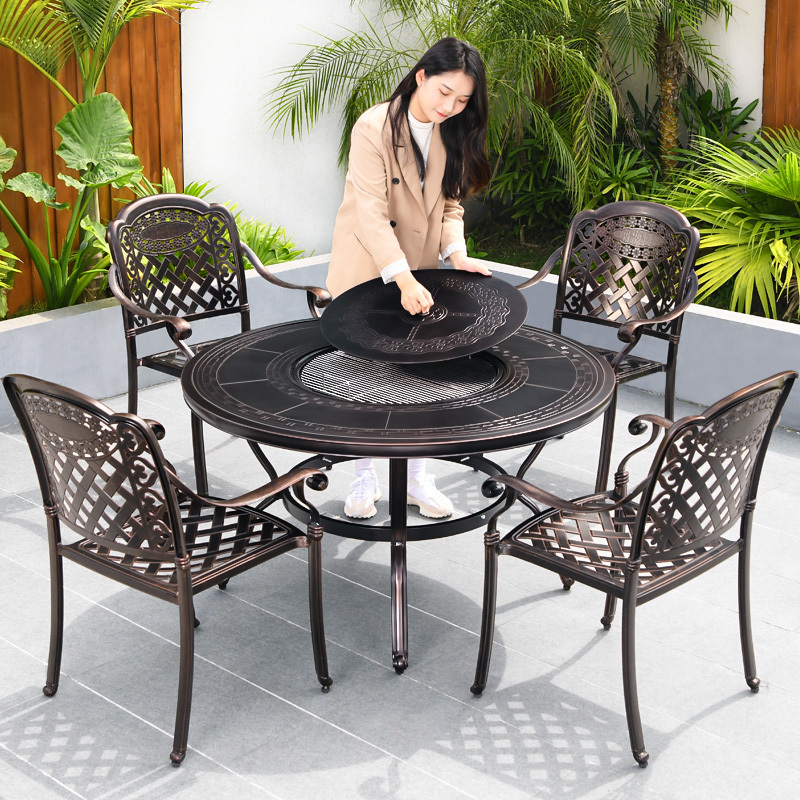 Outdoor Barbecue Tables and Chairs Cast Aluminum Commercial Outdoor Leisure Charcoal Grill Patio Table Home Yard Charcoal Grill Outdoor Barbecue Tables and Chairs Cast Aluminum Commercial Outdoor Leisure Charcoal Grill Patio Table Home Yard Charcoal Grill