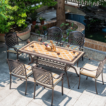 Outdoor cast aluminum tables and chairs courtyard garden villa outdoor balcony European leisure iron table home table combination