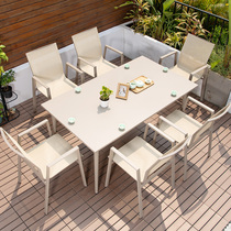 Outdoor table and chair aluminum alloy Teslin rainproof garden outdoor Villa Leisure courtyard table and chair combination