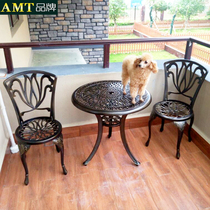 Balcony table and chair three pieces combined outdoor iron small tea few European courtyard garden outdoor casual cast aluminum table and chair