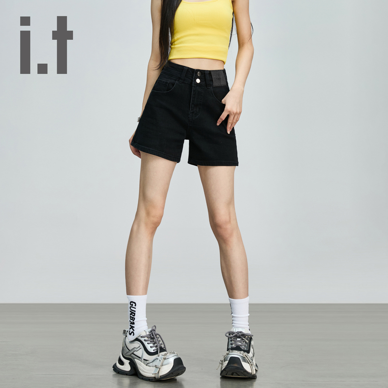 It:Chocoolate Black Denim Shorts for Women 2025 Summer New High-Waisted Hot Girl Style A-Line Hip-Hugging Hot Pants