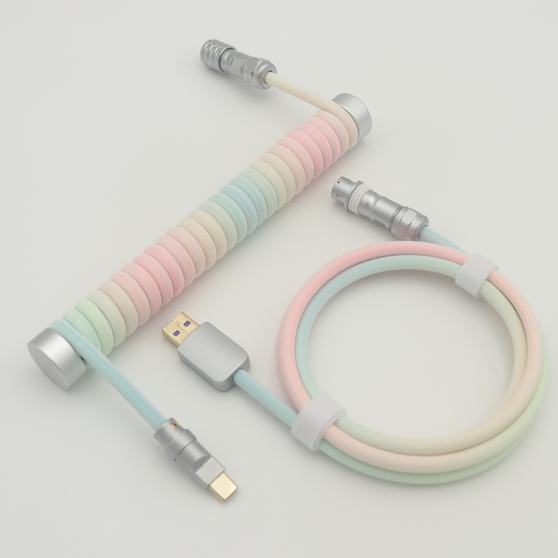 Youmo Gradient Color Mechanical Keyboard Cable Magnetic Switch Cable Supports 8K Hand-Made Custom Aviation Plug Cable Type-C
