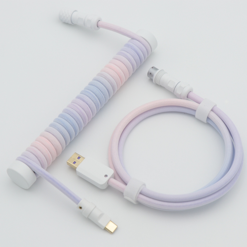 Youmo Gradient Color Mechanical Keyboard Cable Magnetic Switch 8K Customized Cable with Weight Bar Type-C Spring Cable