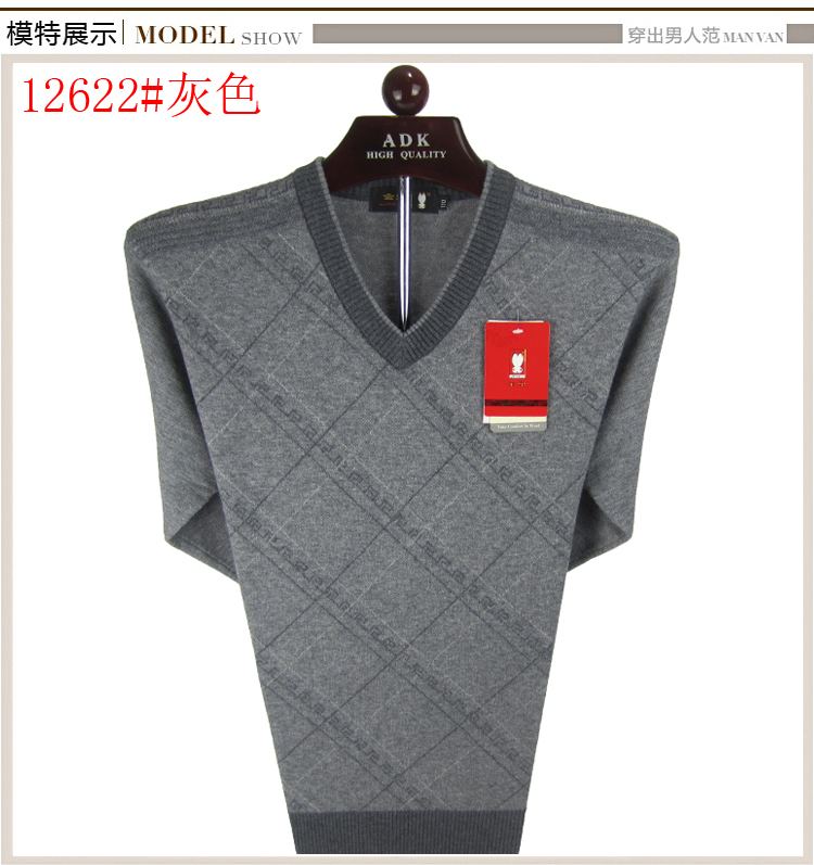 Thỏ vàng mùa thu và áo len mùa đông nam trung niên gà cổ áo len cashmere kinh doanh áo len nam cổ chữ V cộng với phân bón XL áo len cổ lọ nam