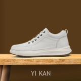 Кожаная обувь, белые высокие универсальные утепленные кроссовки, воловья кожа, из натуральной кожи