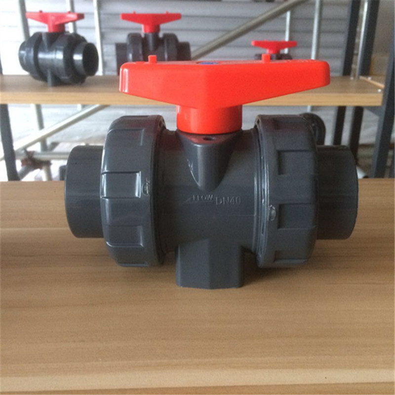 UPVC double-by-order live ball valve Plastic double-by-switch PVC corrosion-resistant valve