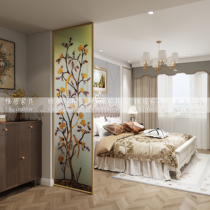High-end pure hand-painted enamel translucent art glass modern American French style entry bedroom living room partition screen