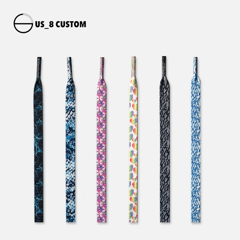 US8 sneakers custom fit AJ1AF1 pattern color vapor wave love burst crack universal flat shoelace