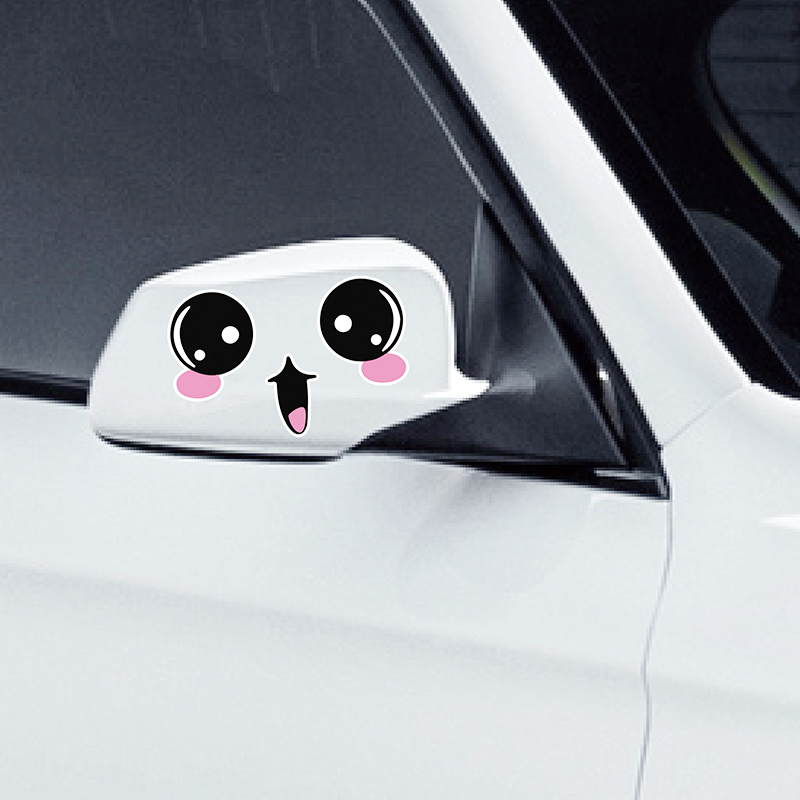 Car rearview mirror smiley face expression sticker rearview mirror sticker cute funny personality creative block scratch car sticker