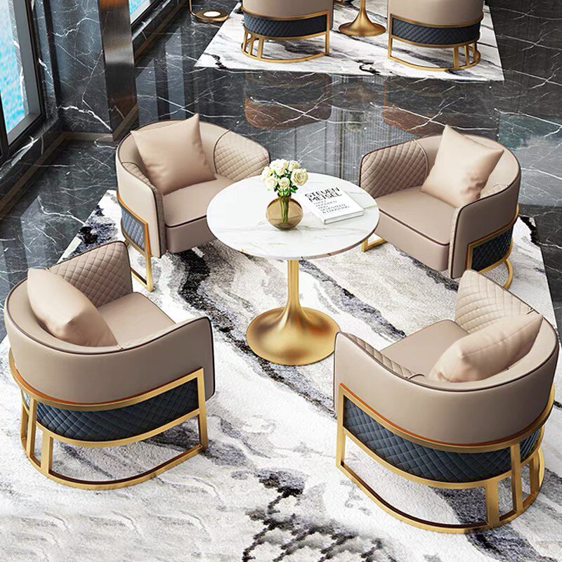 Negotiation table and chair combination light luxury modern sales office negotiation hotel business reception reception small round table one table four chairs