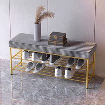 Nordic houndstooth shoe changing stool entrance door entry door can sit shoe cabinet and stool one light luxury shoe rack wear shoe stool