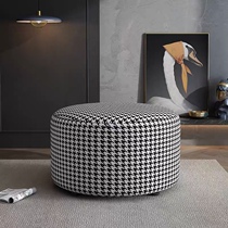 Nordic sofa foot stool houndstooth sitting stool clothing changing shoes stool light luxury fabric living room square step round step low stool
