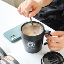 Creative stainless steel mug with lid spoon insulated coffee cup office water cup female household drinking cup anti-fall