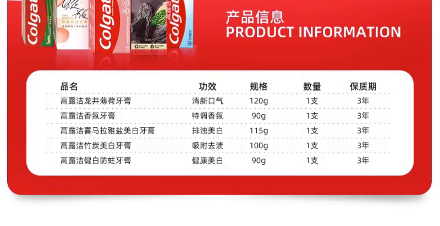 Colgate 高露洁 家庭套装牙膏组合 460g/5支 赠漱口水5mL*5支 39.9元包邮 买手党-买手聚集的地方