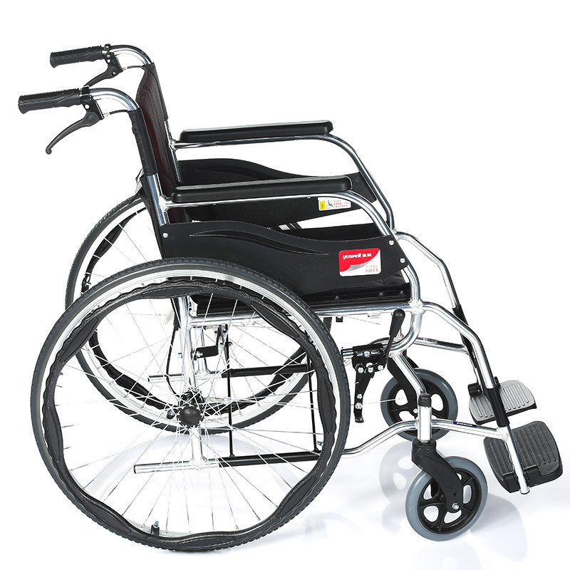 Оборудование для реабилитации 鱼跃轮椅车h033 铝合金轻便折叠老人代步车四轮便携 残疾人手推车